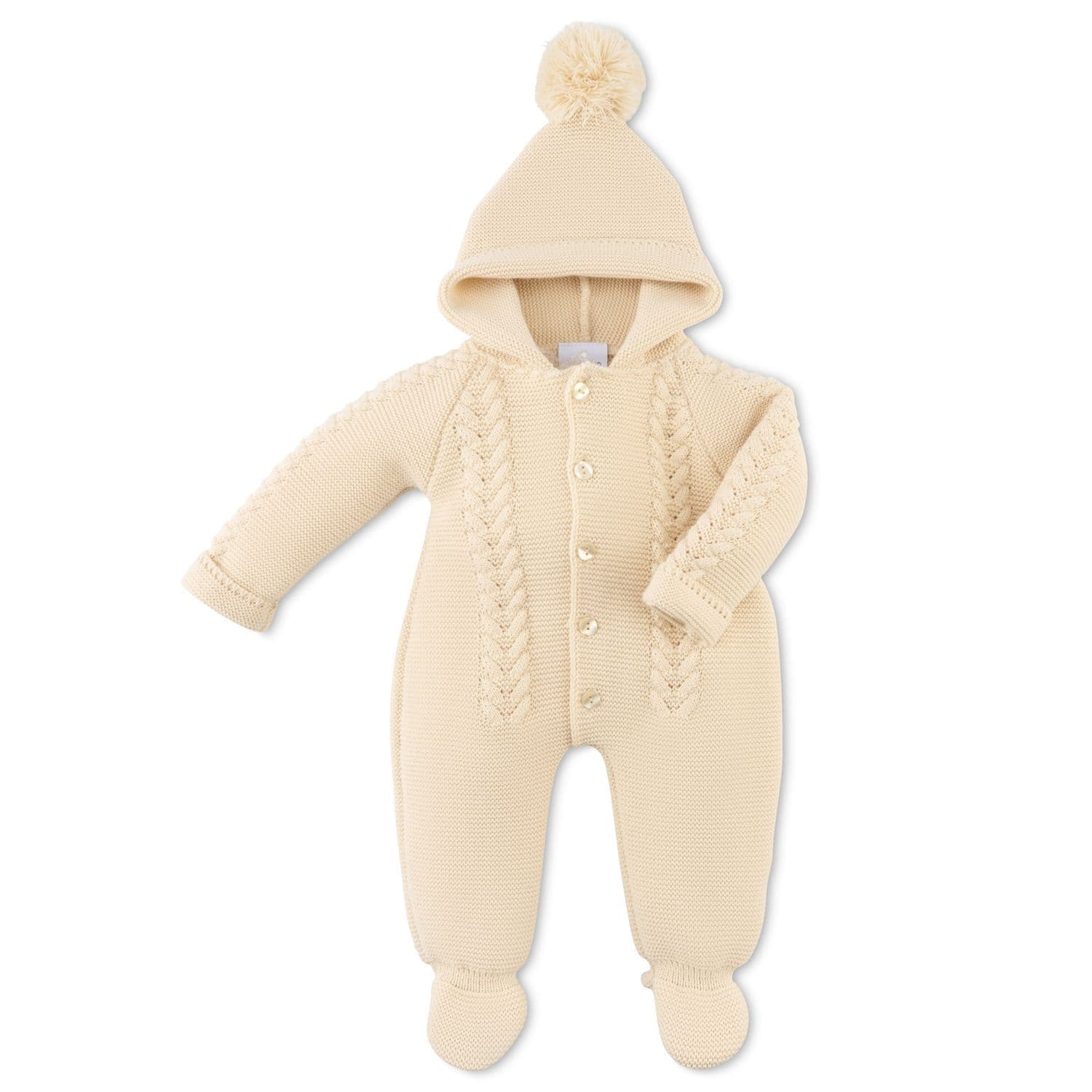 Hooded Knitted Pramsuit - Taupe