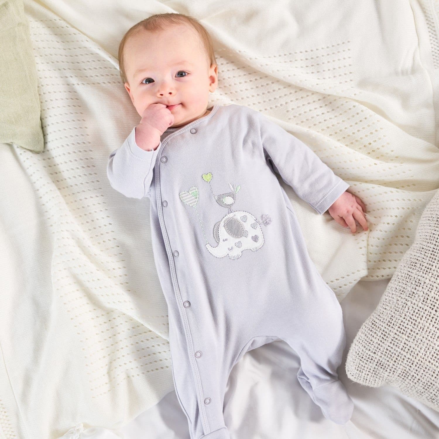 Elephant & Bird with Balloon Cotton Sleepsuit