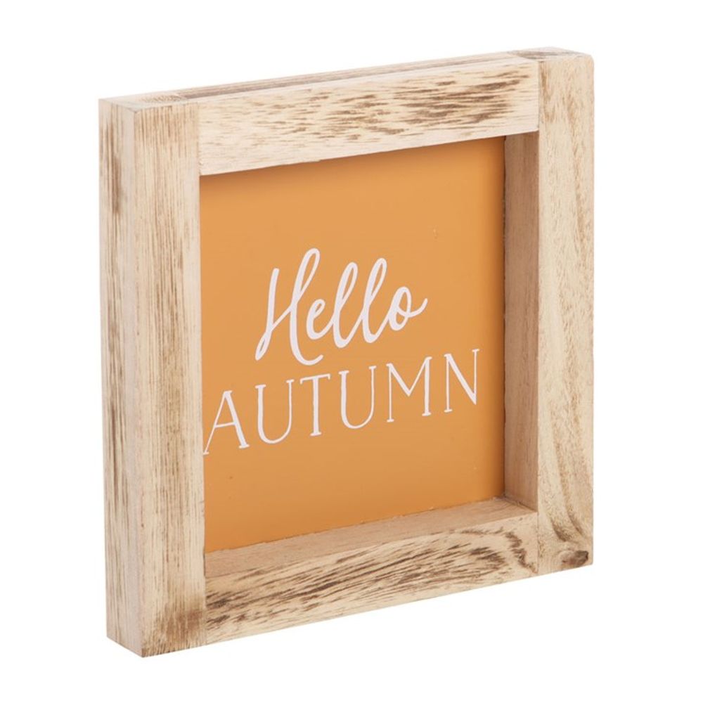 Orange Hello Autumn Wooden Frame Sign